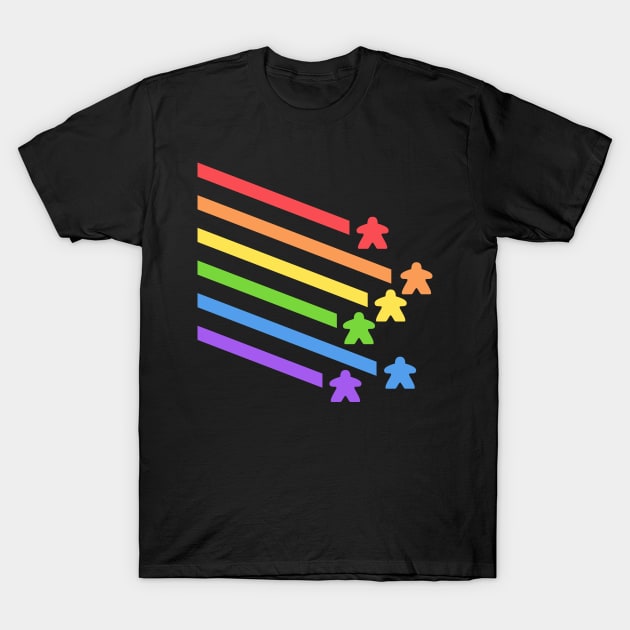 Rainbow Meeples Board Games Addict T-Shirt by pixeptional